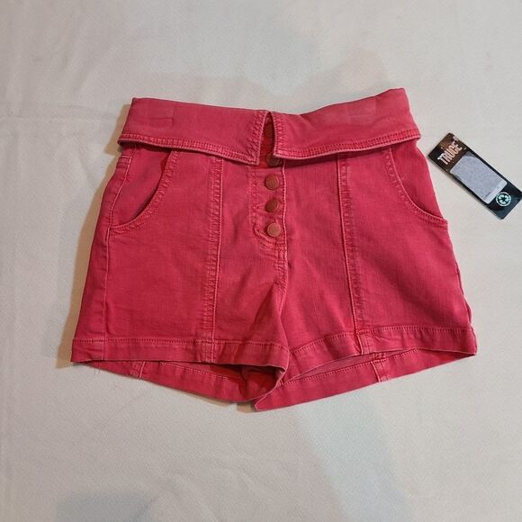 Girl's Truce Red Snap Front Collar Shorts Size 10 - Picture 2 of 5